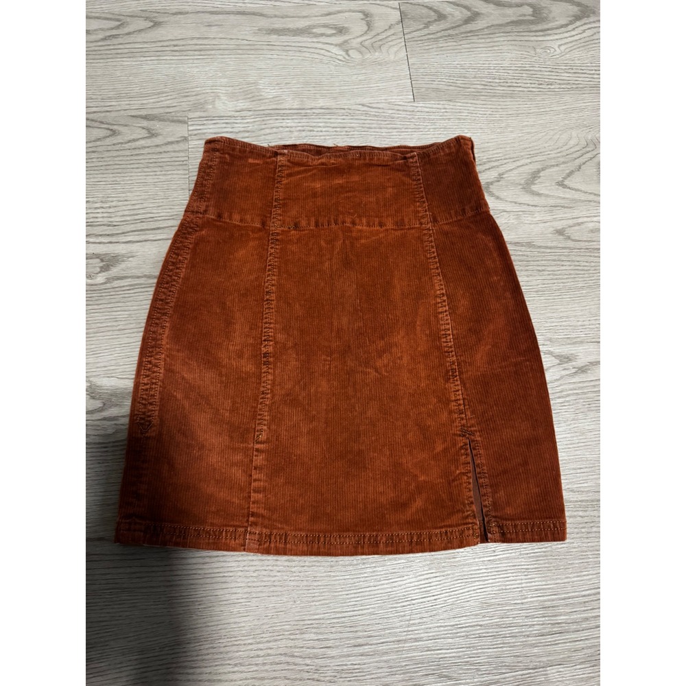 Free People Modern Femme Corduroy Mini Skirt Rust Brown High Waisted Size 2